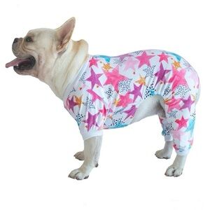 NWOT CuteBone Soft Fleece White & Pink Star Dog Pajamas - Size Large